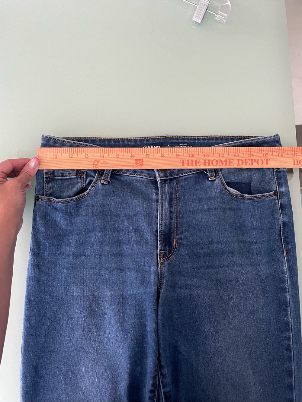 Old Navy Women's Medium Blue Boot Cut Jeans Curvy Plus Size 12 Tall - Picture 4 of 6